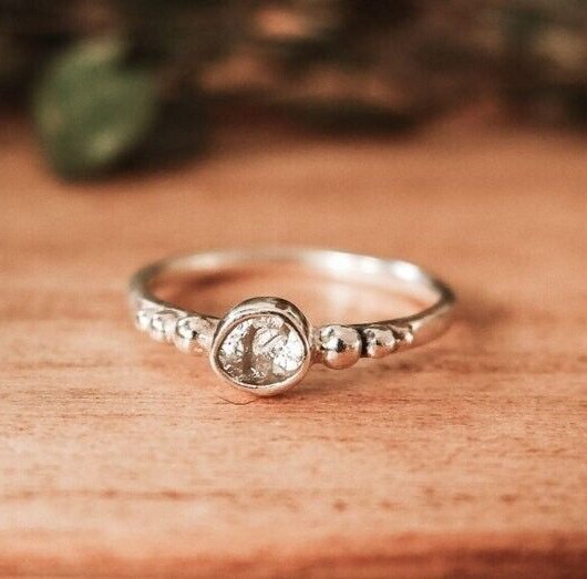 White Raw Rough Diamond Uncut Rough Diamond Ring Unique Anniversary Gift For Her