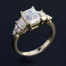 3.95Ct Emerald Cut Simulated Diamond Ring 14k Yellow Gold Plated Wedding Gift