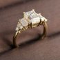 3.95Ct Emerald Cut Simulated Diamond Ring 14k Yellow Gold Plated Wedding Gift