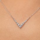 Round Cut Simulated Chevron V Necklace Engagement Gift Unique Necklace For Women