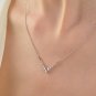 Round Cut Simulated Chevron V Necklace Engagement Gift Unique Necklace For Women