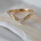 0.7CT Round Cut Simulated Diamond Curved V shape Forest Proposal Ring For Her