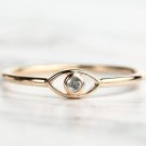 Gray Round Cut Diamond Evil Eye Ring 14K Yellow Gold Promise Ring Gift For Women