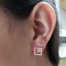 Round Simulated Open Square Diamond Earring Unique Wedding Gift Earring For Her