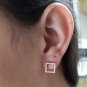 Round Simulated Open Square Diamond Earring Unique Wedding Gift Earring For Her