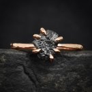 Black Natural Raw Diamond Unique Rough Solitaire Engagement Ring Gift For Her