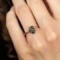 Black Natural Raw Diamond Unique Rough Solitaire Engagement Ring Gift For Her