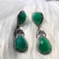 Art Deco Sterling Silver Emerald Dangle Earring Exquisite & Delicate Jewellery