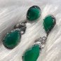 Art Deco Sterling Silver Emerald Dangle Earring Exquisite & Delicate Jewellery