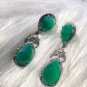 Art Deco Sterling Silver Emerald Dangle Earring Exquisite & Delicate Jewellery