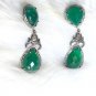 Art Deco Sterling Silver Emerald Dangle Earring Exquisite & Delicate Jewellery