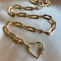 Heart Lock Pendant Necklace Simulated Diamond Chain Link Necklace Gift For Her