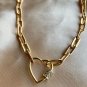 Heart Lock Pendant Necklace Simulated Diamond Chain Link Necklace Gift For Her