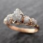 Delicate Natural Grey Raw Diamond Ring, 14k Gold Plated Engagement Ring For Her