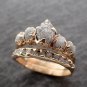 Delicate Natural Grey Raw Diamond Ring, 14k Gold Plated Engagement Ring For Her