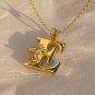 14K Yellow Gold Plated Initial Angel Letter Pendant Anniversary Necklace For Her