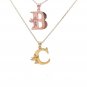 14K Yellow Gold Plated Initial Angel Letter Pendant Anniversary Necklace For Her