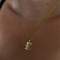 14K Yellow Gold Plated Initial Angel Letter Pendant Anniversary Necklace For Her