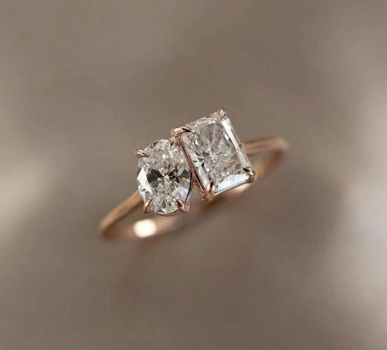 Toi Et Moi Ring Two Stone Simulated Diamond Ring Anniversary Ring Gift For Women