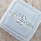 1.75Ct Emerald Cut Simulated Diamond ring Hidden Halo Birthday Gift Ring For Her