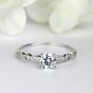 0.75 CT Round Simulated Diamond 925 Silver Minimalist Engagement Ring For Her