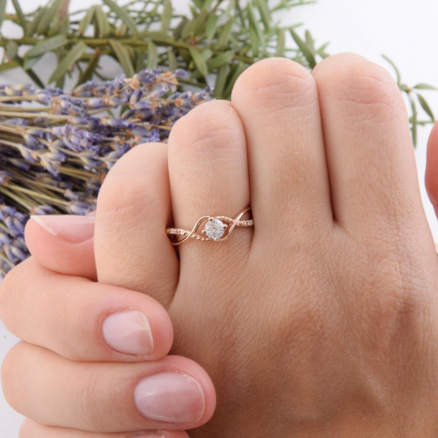 Elegant Round Cut Simulated Diamond Ring Unique & Dainty Engagement Ring For Her