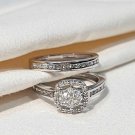 1.45Ct Round Cut Simulated Diamond Ring 925 Silver Wedding Gift Ring Set For Her