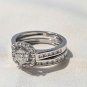 1.45Ct Round Cut Simulated Diamond Ring 925 Silver Wedding Gift Ring Set For Her