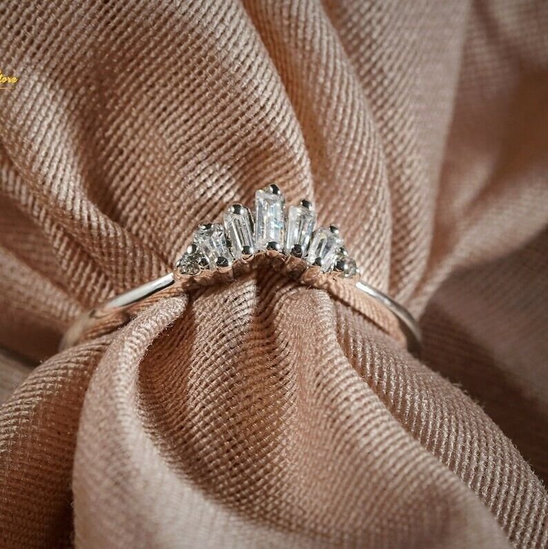 0.40ct Baguette & Round Cut Simulated Ring Anniversary Band Ring Gift For Women
