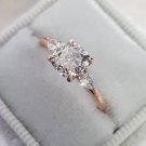 1.20Ct Cushion Cut Simulated Diamond Ring Three Stone Engagement Ring For Women