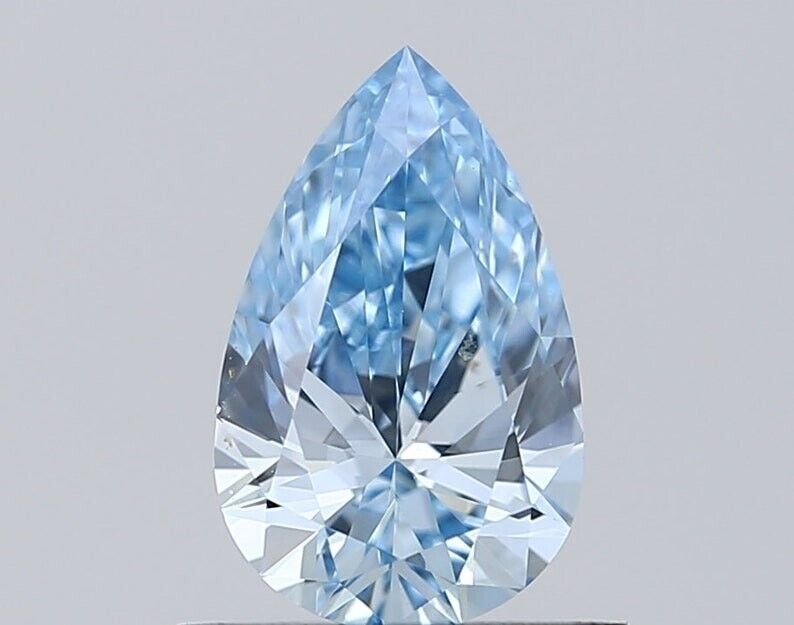 Fancy Intense Blue Pear Cut Diamond VS1 Clarity Lab-Loose Diamond For Jewelry