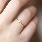 0.50Ct Oval Cut Simulated Diamond Ring Dainty Olive Branch Birthday Ring For Her