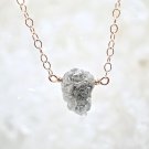 Natural Raw Diamond 14k Rose Gold Plated Unique Necklace Engagement Gift For Her