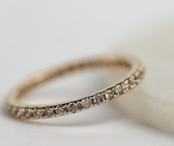 0.21ct Round Cut Natural Grey Diamond Ring Unique Promise Band Ring Gift For Her