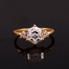 1.5Ct Hexagon Cut Simulated Diamond Ring 14K Gold Plated Engagement Ring For Her