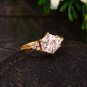 1.5Ct Hexagon Cut Simulated Diamond Ring 14K Gold Plated Engagement Ring For Her