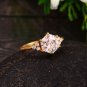 1.5Ct Hexagon Cut Simulated Diamond Ring 14K Gold Plated Engagement Ring For Her
