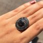 Natural Black Diamond Ring Sterling Silver Engagement Ring For Someone Special