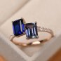 2.5CT Blue Emerald Cut Simulated Diamond 14k Gold Plated Engagement Gift For Her