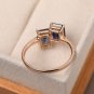 2.5CT Blue Emerald Cut Simulated Diamond 14k Gold Plated Engagement Gift For Her