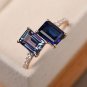 2.5CT Blue Emerald Cut Simulated Diamond 14k Gold Plated Engagement Gift For Her