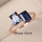 2.5CT Blue Emerald Cut Simulated Diamond 14k Gold Plated Engagement Gift For Her