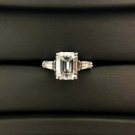 4 Ct Emerald Cut Simulated Diamond Ring 14k Gold Plated Engagement Ring For Her