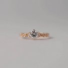 1.00ct Round Cut Moissanite 14K Gold Plated Ring Solitaire Wedding Ring For Her