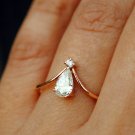 0.30Ct Pear Cut Simulated Diamond Ring Two Stone Engagement Ring Gift For Women