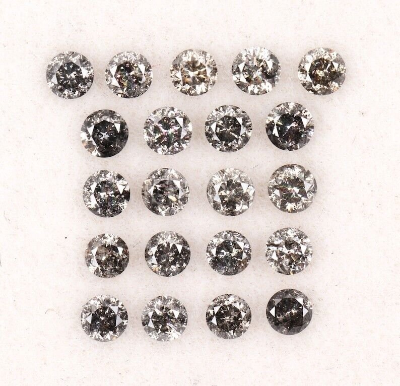 0.80Ct Natural Round Cut Salt & Pepper Diamond Loose Diamond For Making Jewelry