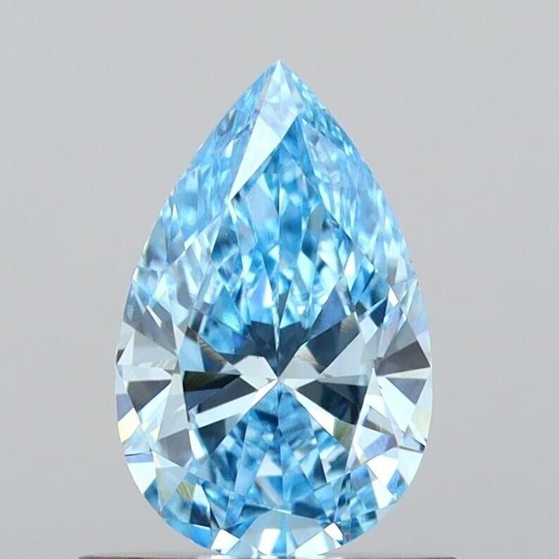0.63ct Pear Cut Loose Lab-Created Diamond Blue Color Loose Diamond Jewelry