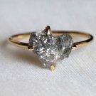 2CT Dark Grey Color Rough Diamond Solitaire Engagement Ring Engagement Ring Gift