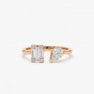 Toi et Moi Mix Cut Simulated Open Design Ring Solid Birthday Ring Gift For Women