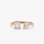 Toi et Moi Mix Cut Simulated Open Design Ring Solid Birthday Ring Gift For Women
